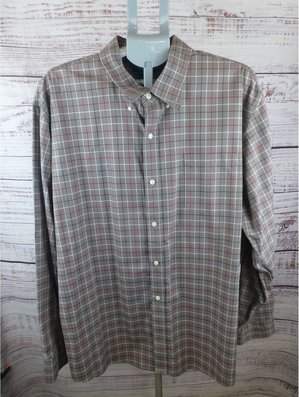Lands' End Men's XXL Traditional Fit No Iron Twill Button Down Shirt Grey G5